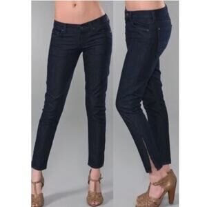 7 For All Mankind Gwenevere Jeans Ankle Zip Dark Wash Blue Slim Fit Mid Rise 31